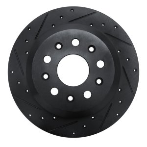 Jeep Wrangler Brake Rotor (1) - Rear Left - R1 Concepts - Drilled & Slotted - Black - `18-`25